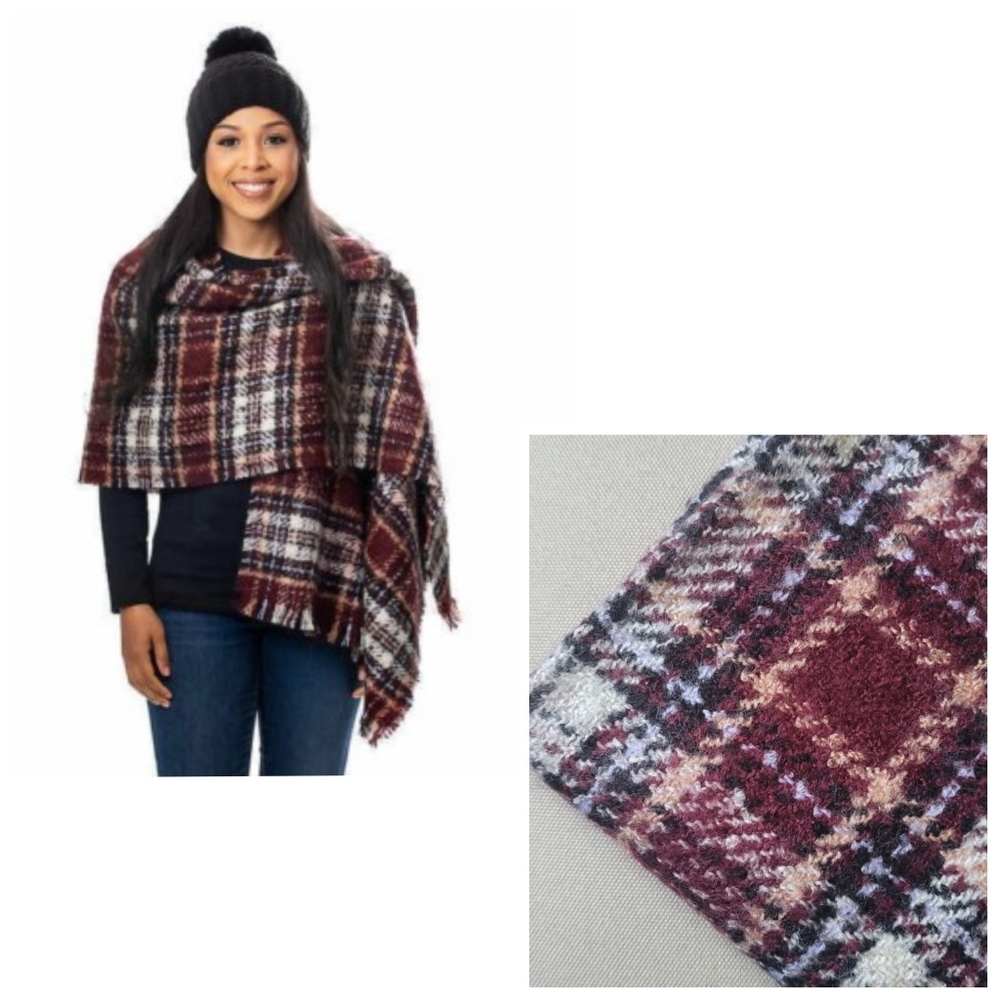 Wool Plaid Blanket Scarf